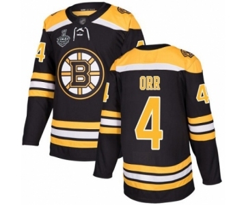 Men's Boston Bruins #4 Bobby Orr Authentic Black Home 2019 Stanley Cup Final Bound Hockey Jersey