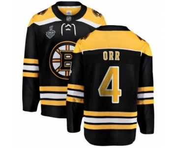 Men's Boston Bruins #4 Bobby Orr Authentic Black Home Fanatics Branded Breakaway 2019 Stanley Cup Final Bound Hockey Jersey