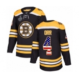 Men's Boston Bruins #4 Bobby Orr Authentic Black USA Flag Fashion 2019 Stanley Cup Final Bound Hockey Jersey