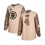 Men's Boston Bruins #4 Bobby Orr Authentic Camo Veterans Day Practice 2019 Stanley Cup Final Bound Hockey Jersey