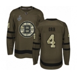 Men's Boston Bruins #4 Bobby Orr Authentic Green Salute to Service 2019 Stanley Cup Final Bound Hockey Jersey