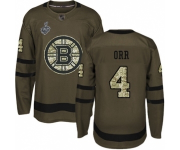 Men's Boston Bruins #4 Bobby Orr Authentic Green Salute to Service 2019 Stanley Cup Final Bound Hockey Jersey