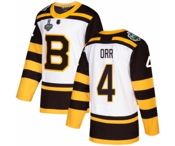 Men's Boston Bruins #4 Bobby Orr Authentic White Winter Classic 2019 Stanley Cup Final Bound Hockey Jersey