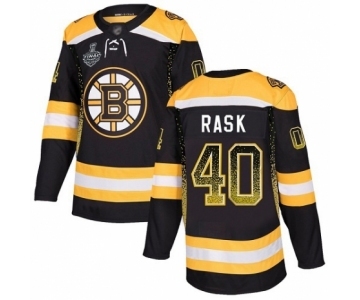 Men's Boston Bruins #40 Tuukka Rask Authentic Black Drift Fashion 2019 Stanley Cup Final Bound Hockey Jersey