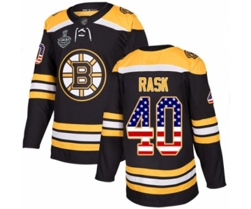 Men's Boston Bruins #40 Tuukka Rask Authentic Black USA Flag Fashion 2019 Stanley Cup Final Bound Hockey Jersey