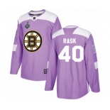 Men's Boston Bruins #40 Tuukka Rask Authentic Purple Fights Cancer Practice 2019 Stanley Cup Final Bound Hockey Jersey