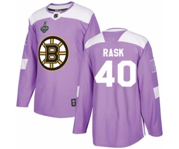 Men's Boston Bruins #40 Tuukka Rask Authentic Purple Fights Cancer Practice 2019 Stanley Cup Final Bound Hockey Jersey