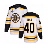 Men's Boston Bruins #40 Tuukka Rask Authentic White Away 2019 Stanley Cup Final Bound Hockey Jersey