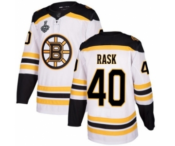 Men's Boston Bruins #40 Tuukka Rask Authentic White Away 2019 Stanley Cup Final Bound Hockey Jersey