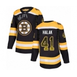 Men's Boston Bruins #41 Jaroslav Halak Authentic Black Drift Fashion 2019 Stanley Cup Final Bound Hockey Jersey