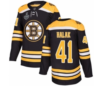 Men's Boston Bruins #41 Jaroslav Halak Authentic Black Home 2019 Stanley Cup Final Bound Hockey Jersey