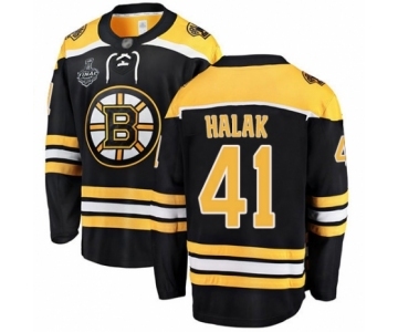 Men's Boston Bruins #41 Jaroslav Halak Authentic Black Home Fanatics Branded Breakaway 2019 Stanley Cup Final Bound Hockey Jersey