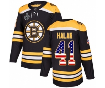 Men's Boston Bruins #41 Jaroslav Halak Authentic Black USA Flag Fashion 2019 Stanley Cup Final Bound Hockey Jersey