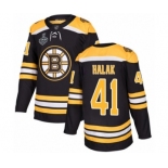 Men's Boston Bruins #41 Jaroslav Halak Premier Black Home 2019 Stanley Cup Final Bound Hockey Jersey