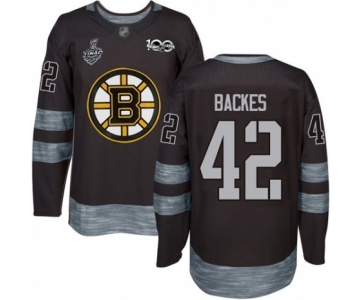 Men's Boston Bruins #42 David Backes Authentic Black 1917-2017 100th Anniversary 2019 Stanley Cup Final Bound Hockey Jersey