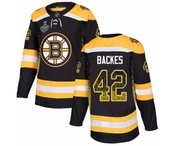 Men's Boston Bruins #42 David Backes Authentic Black Drift Fashion 2019 Stanley Cup Final Bound Hockey Jersey