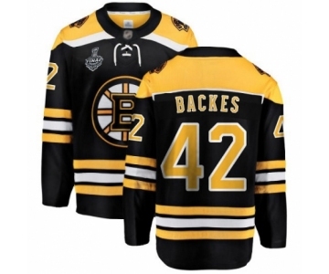 Men's Boston Bruins #42 David Backes Authentic Black Home Fanatics Branded Breakaway 2019 Stanley Cup Final Bound Hockey Jersey