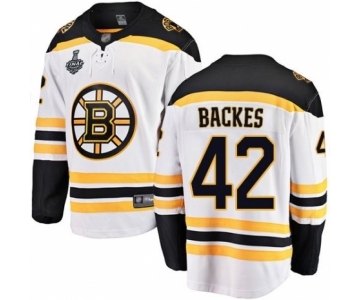 Men's Boston Bruins #42 David Backes Authentic White Away Fanatics Branded Breakaway 2019 Stanley Cup Final Bound Hockey Jersey