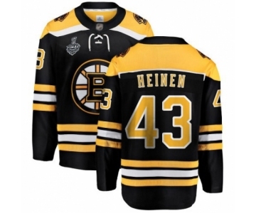 Men's Boston Bruins #43 Danton Heinen Authentic Black Home Fanatics Branded Breakaway 2019 Stanley Cup Final Bound Hockey Jersey