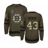 Men's Boston Bruins #43 Danton Heinen Authentic Green Salute to Service 2019 Stanley Cup Final Bound Hockey Jersey