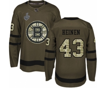 Men's Boston Bruins #43 Danton Heinen Authentic Green Salute to Service 2019 Stanley Cup Final Bound Hockey Jersey