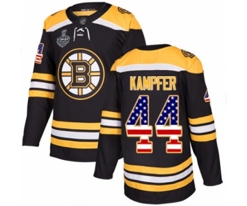 Men's Boston Bruins #44 Steven Kampfer Authentic Black USA Flag Fashion 2019 Stanley Cup Final Bound Hockey Jersey