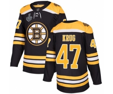 Men's Boston Bruins #47 Torey Krug Authentic Black Home 2019 Stanley Cup Final Bound Hockey Jersey