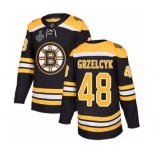 Men's Boston Bruins #48 Matt Grzelcyk Premier Black Home 2019 Stanley Cup Final Bound Hockey Jersey