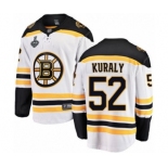 Men's Boston Bruins #52 Sean Kuraly Authentic White Away Fanatics Branded Breakaway 2019 Stanley Cup Final Bound Hockey Jersey