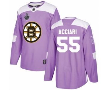 Men's Boston Bruins #55 Noel Acciari Authentic Purple Fights Cancer Practice 2019 Stanley Cup Final Bound Hockey Jersey