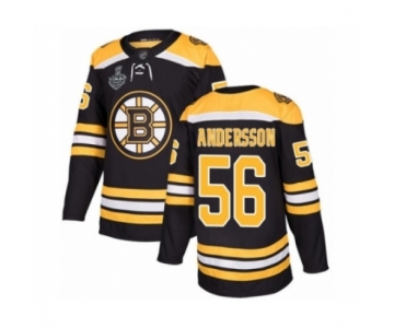 Men's Boston Bruins #56 Axel Andersson Authentic Black Home 2019 Stanley Cup Final Bound Hockey Jersey