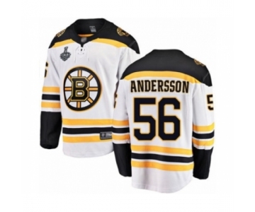 Men's Boston Bruins #56 Axel Andersson Authentic White Away Fanatics Branded Breakaway 2019 Stanley Cup Final Bound Hockey Jersey