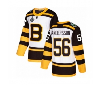 Men's Boston Bruins #56 Axel Andersson Authentic White Winter Classic 2019 Stanley Cup Final Bound Hockey Jersey