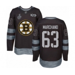 Men's Boston Bruins #63 Brad Marchand Authentic Black 1917-2017 100th Anniversary 2019 Stanley Cup Final Bound Hockey Jersey