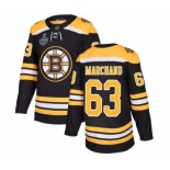 Men's Boston Bruins #63 Brad Marchand Authentic Black Home 2019 Stanley Cup Final Bound Hockey Jersey