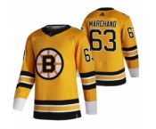 Men's Boston Bruins #63 Brad Marchand Yellow 2020-21 Reverse Retro Alternate Hockey Jersey