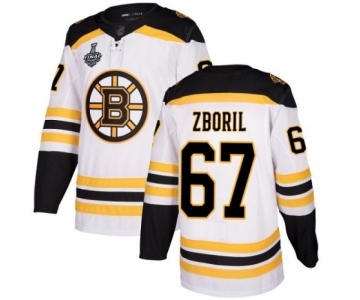 Men's Boston Bruins #67 Jakub Zboril Authentic White Away 2019 Stanley Cup Final Bound Hockey Jersey