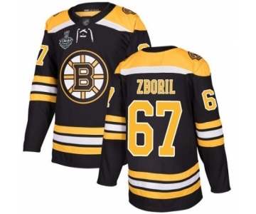 Men's Boston Bruins #67 Jakub Zboril Premier Black Home 2019 Stanley Cup Final Bound Hockey Jersey