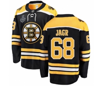 Men's Boston Bruins #68 Jaromir Jagr Authentic Black Home Fanatics Branded Breakaway 2019 Stanley Cup Final Bound Hockey Jersey