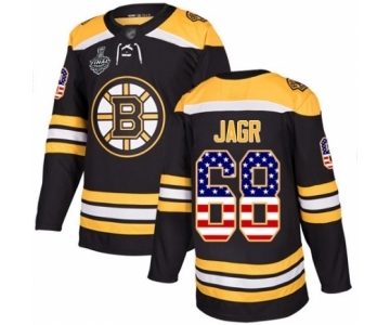 Men's Boston Bruins #68 Jaromir Jagr Authentic Black USA Flag Fashion 2019 Stanley Cup Final Bound Hockey Jersey