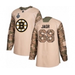 Men's Boston Bruins #68 Jaromir Jagr Authentic Camo Veterans Day Practice 2019 Stanley Cup Final Bound Hockey Jersey