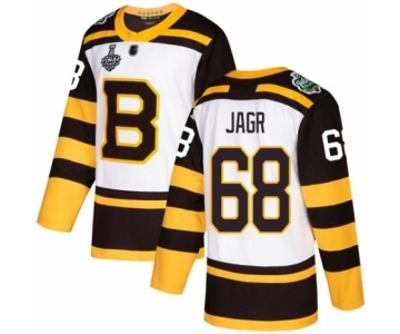 Men's Boston Bruins #68 Jaromir Jagr Authentic White Winter Classic 2019 Stanley Cup Final Bound Hockey Jersey