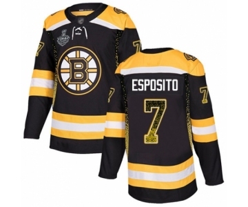 Men's Boston Bruins #7 Phil Esposito Authentic Black Drift Fashion 2019 Stanley Cup Final Bound Hockey Jersey