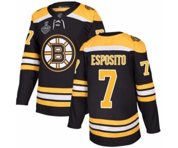 Men's Boston Bruins #7 Phil Esposito Authentic Black Home 2019 Stanley Cup Final Bound Hockey Jersey