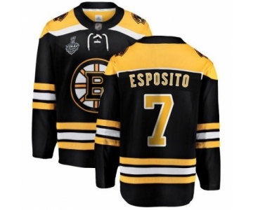 Men's Boston Bruins #7 Phil Esposito Authentic Black Home Fanatics Branded Breakaway 2019 Stanley Cup Final Bound Hockey Jersey