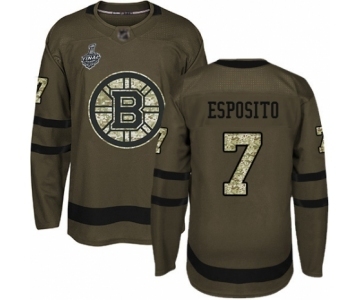 Men's Boston Bruins #7 Phil Esposito Authentic Green Salute to Service 2019 Stanley Cup Final Bound Hockey Jersey