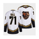 Men's Boston Bruins #71 Taylor Hall 2022 White Reverse Retro Stitched Jersey