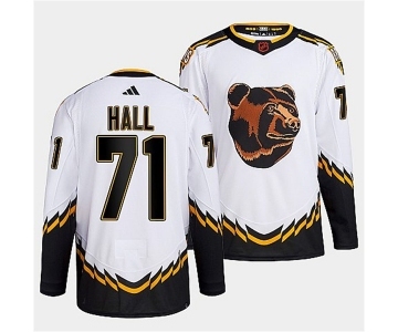 Men's Boston Bruins #71 Taylor Hall 2022 White Reverse Retro Stitched Jersey