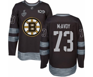 Men's Boston Bruins #73 Charlie McAvoy Authentic Black 1917-2017 100th Anniversary 2019 Stanley Cup Final Bound Hockey Jersey