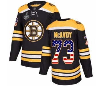 Men's Boston Bruins #73 Charlie McAvoy Authentic Black USA Flag Fashion 2019 Stanley Cup Final Bound Hockey Jersey